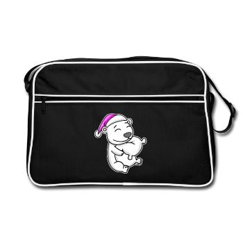 Polar Bear Tired Sleeping Sleeping Girl Polar Bear - Retro Bag - black/white - Front