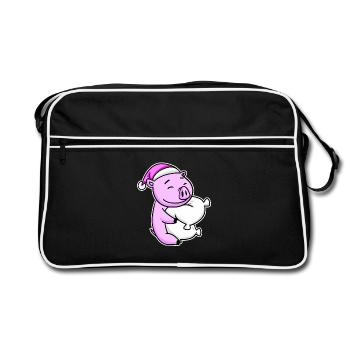 Pig Tired Sleeping Sleeping Girl - Retro Bag - black/white - Front