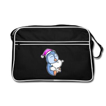 Penguin Tired Sleeping Sleeping Girl - Retro Bag - black/white - Front