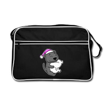 Panthère noire fatiguée dormant en rose endormi - Sac Retro - noir/blanc - Devant