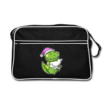 Dinosaur Tired Sleeping Sleeping Girl - Retro Bag - black/white - Front
