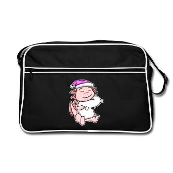 Axolotl Tired Sleeping In Sleeping Girl - Retro Bag - black/white - Front