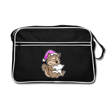 Squirrel Tired Sleeping Sleeping Girl - Retro Bag - black/white - Front