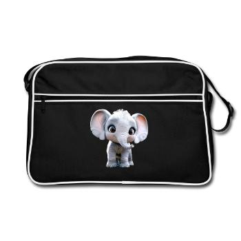 Éléphant Afrique Safari Sauvage Amour Éléphant Mignon - Sac Retro - noir/blanc - Devant