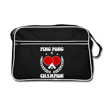 Ping Pong Champion Design Table Tennis and - Retro Bag - black/white - Front