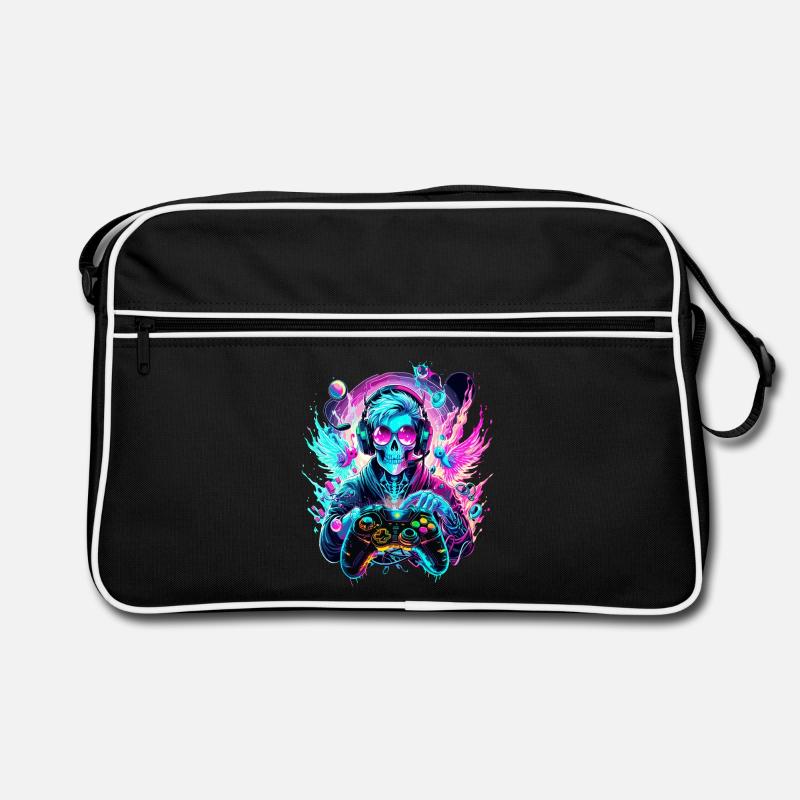 Synthwave Skull Gaming Controller Art Retro Tasche