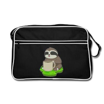 Faultier Tasse Kaffee - Retro Tasche - Schwarz/Weiß - Vorne