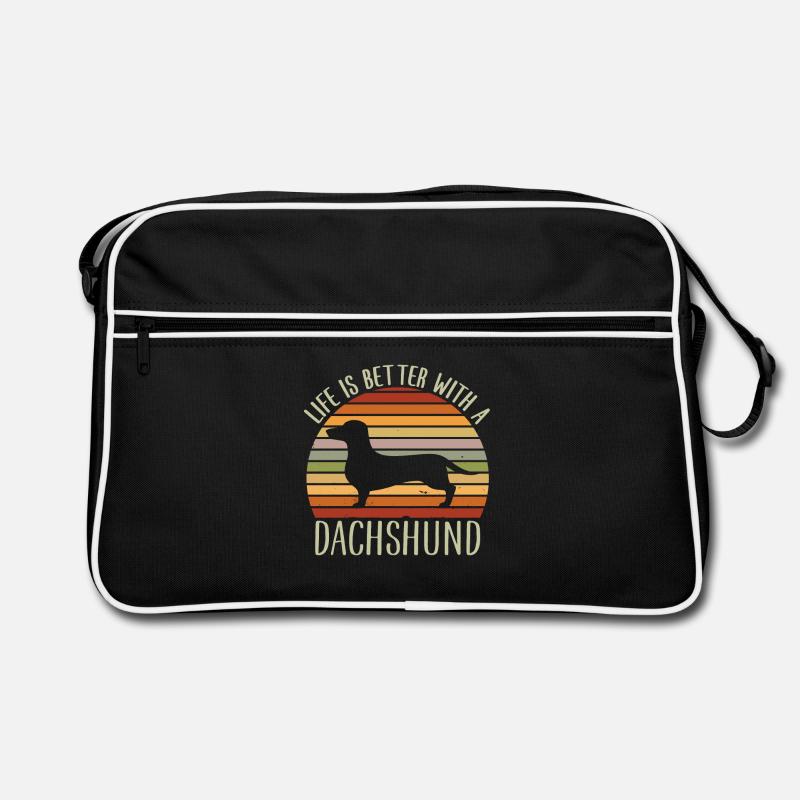 Mit einem Dackel ist das Leben besser - Lustiger Dackel Retro Tasche