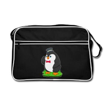 Penguin Groom Top Hat Wedding - Retro Bag - black/white - Front
