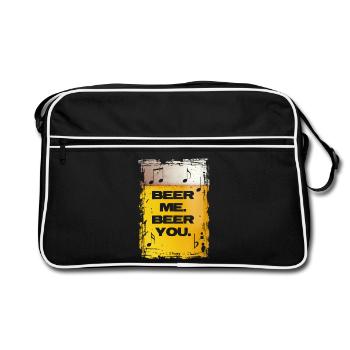 Bière-moi. Bière-toi. - Sac Retro - noir/blanc - Devant