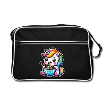 Japanese Kawaii Unicorn Ramen Asian Cuisine - Retro Bag - black/white - Front