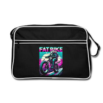 Retrowave Skelett Biker Fatbike Retro Sunset - Retro Tasche - Schwarz/Weiß - Vorne