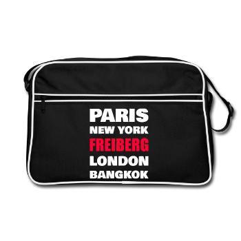 Freiberg City Shirt – Small Town World Metropolises - Retro Bag - black/white - Front