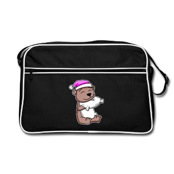 Bear tired sleep in - Retro Bag - black/white - Front