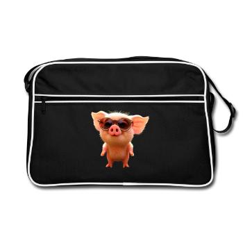Cochon domestique Cochon Cochon Porcelet Cochon - Sac Retro - noir/blanc - Devant