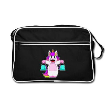 Unicorn Tote Bag - Retro Bag - black/white - Front