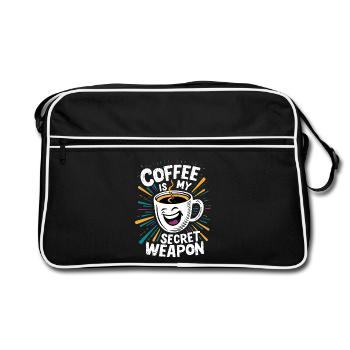 Lustige Kaffeetasse Spruch - Retro Tasche - Schwarz/Weiß - Vorne