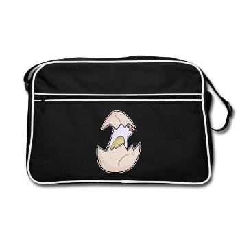Bébé oiseau colombe motif enfant - Sac Retro - noir/blanc - Devant