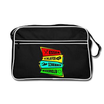 Eat Sleep Repeat Swim - Retro Bag - black/white - Front
