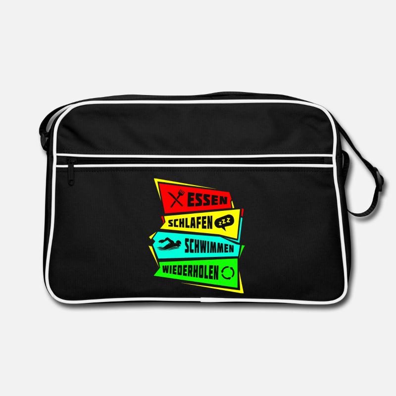 Manger, dormir, nager à plusieurs reprises - Sac Retro - noir/blanc