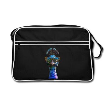 Peacock Blue Peacock Peacock Wheel Peacock Wheel Peacock Wheel - Retro Bag - black/white - Front