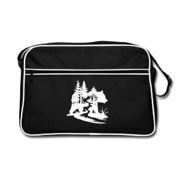 Silhouette d’ours Art forestier - Sac Retro - noir/blanc - Devant
