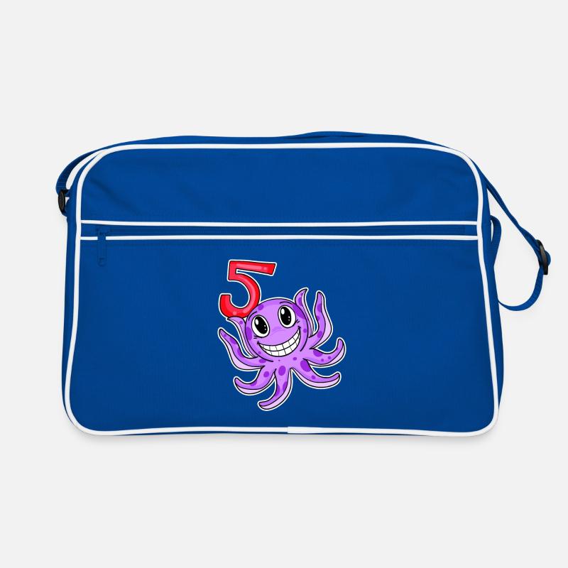 5th Birthday Motif Octopus - Five Years Old Retro Bag