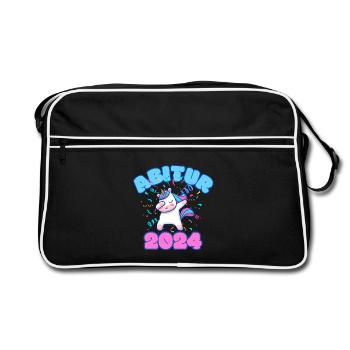 Abitur 2024: Dabbing Einhorn für den Abschluss! - Retro Tasche - Schwarz/Weiß - Vorne