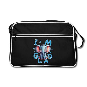 Éléphant mignon et joyeux avec message positive - Sac Retro - noir/blanc - Devant