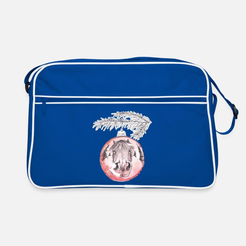 Weihnachtskugel Merry Christmas rot Pferd Retro Tasche
