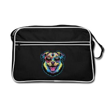 Lunettes de soleil colorées chien drôle mignon amoureux des animaux de compagnie Art - Sac Retro - noir/blanc - Devant