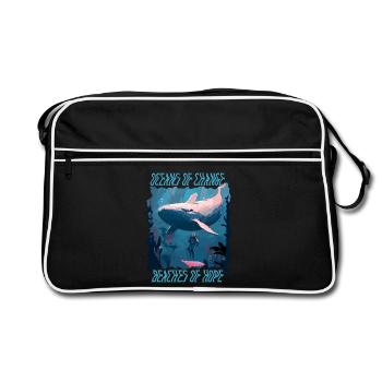 Bathing beach & sea plastic-free against pollution - Retro Bag - black/white - Front
