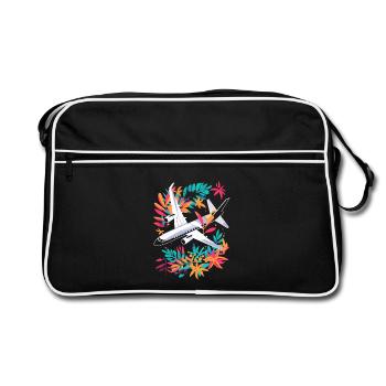 Airplane Cartoon - Retro Bag - black/white - Front