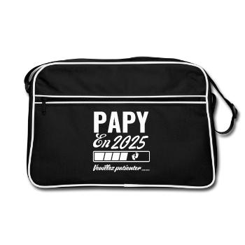Papy En 2025 Veuillez patienter - Sac Retro - noir/blanc - Devant