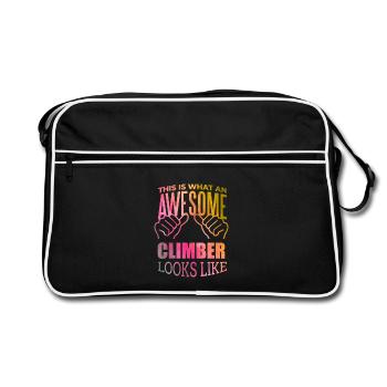 Klettern Klettern Klettern Klettern - Retro Tasche - Schwarz/Weiß - Vorne