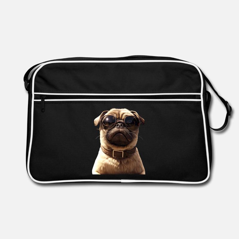 Mops Beige Hunde Liebe Carlin Kleiner Süßer Mops Retro Tasche