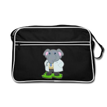 Éléphant Docteur Blouse de médecin - Sac Retro - noir/blanc - Devant