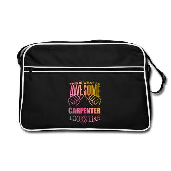 Menuiserie, menuiserie, menuiserie, menuiserie. - Sac Retro - noir/blanc - Devant