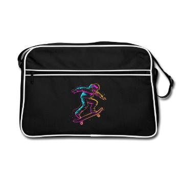 Cartoon Skateboarder Drawing - Retro Bag - black/white - Front