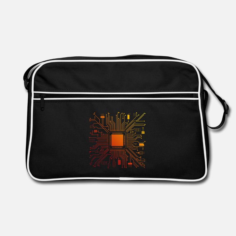 Carte mère d’ordinateur technique Micropuce abstraite Sac Retro