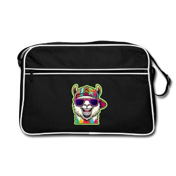 Alpaga cool avec lunettes de soleil colorées et casquette - Sac Retro - noir/blanc - Devant
