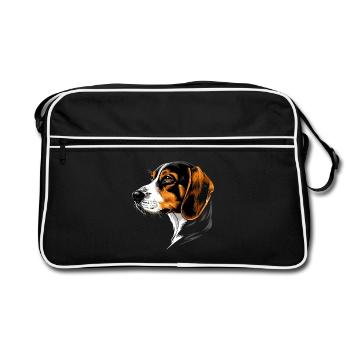 Beagle Welpe Beagles Süßer Hund English Beagle - Retro Tasche - Schwarz/Weiß - Vorne