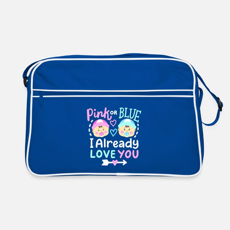 Pink oder Blau Gender-Reveal-Party Retro Tasche