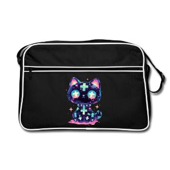 Goth Cat Doll Cat E-Girl Grunge Gift - Retro Bag - black/white - Front