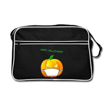 Citrouille avec masque facial - Sac Retro - noir/blanc - Devant