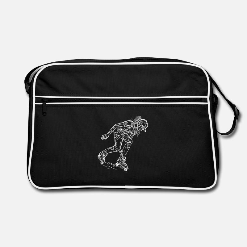 Rollschuh Mädchen Skizze Retro Tasche