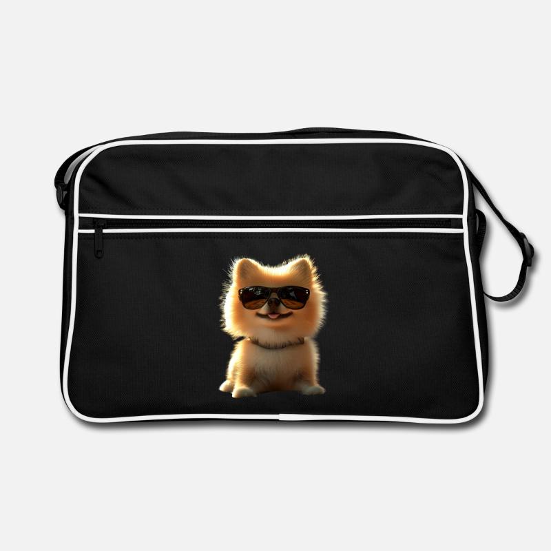 Zwergspitz Pommeraner Pom Süßer Deutscher Spitz - Retro Tasche - Schwarz/Weiß