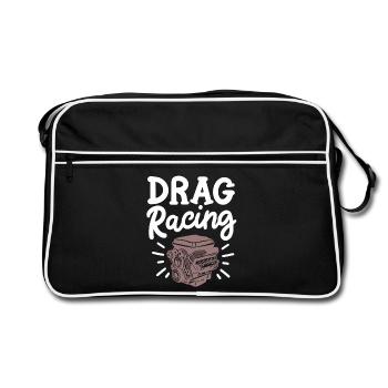 Drag Racing Drag Racer - Retro Tasche - Schwarz/Weiß - Vorne
