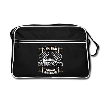Polizistin Lustiger Spruch Geschenk - Retro Tasche - Schwarz/Weiß - Vorne