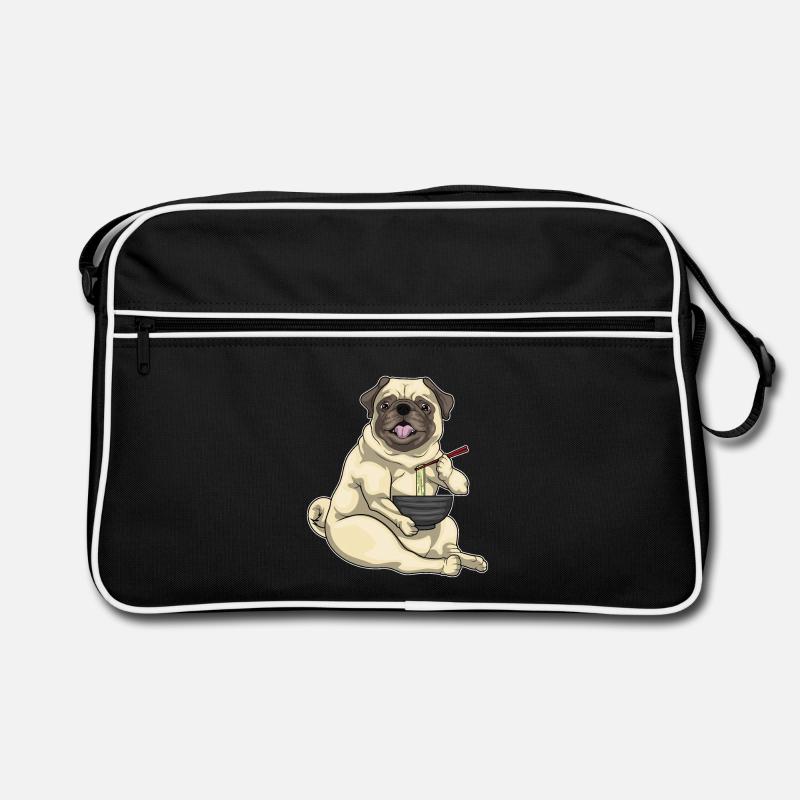 Mops Schüssel Ramen - Retro Tasche - Schwarz/Weiß